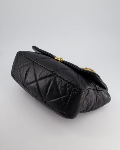 Chanel Black Maxi 19 Bag in Quilted Goatskin Leather with Mixed Hardware