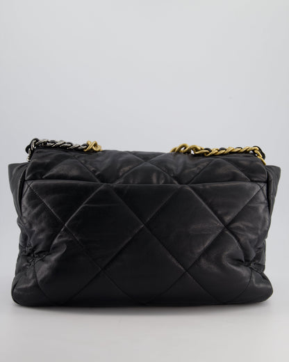 Chanel Black Maxi 19 Bag in Quilted Goatskin Leather with Mixed Hardware
