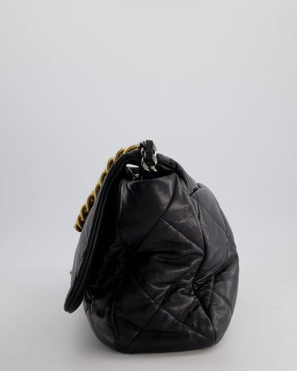 Chanel Black Maxi 19 Bag in Quilted Goatskin Leather with Mixed Hardware