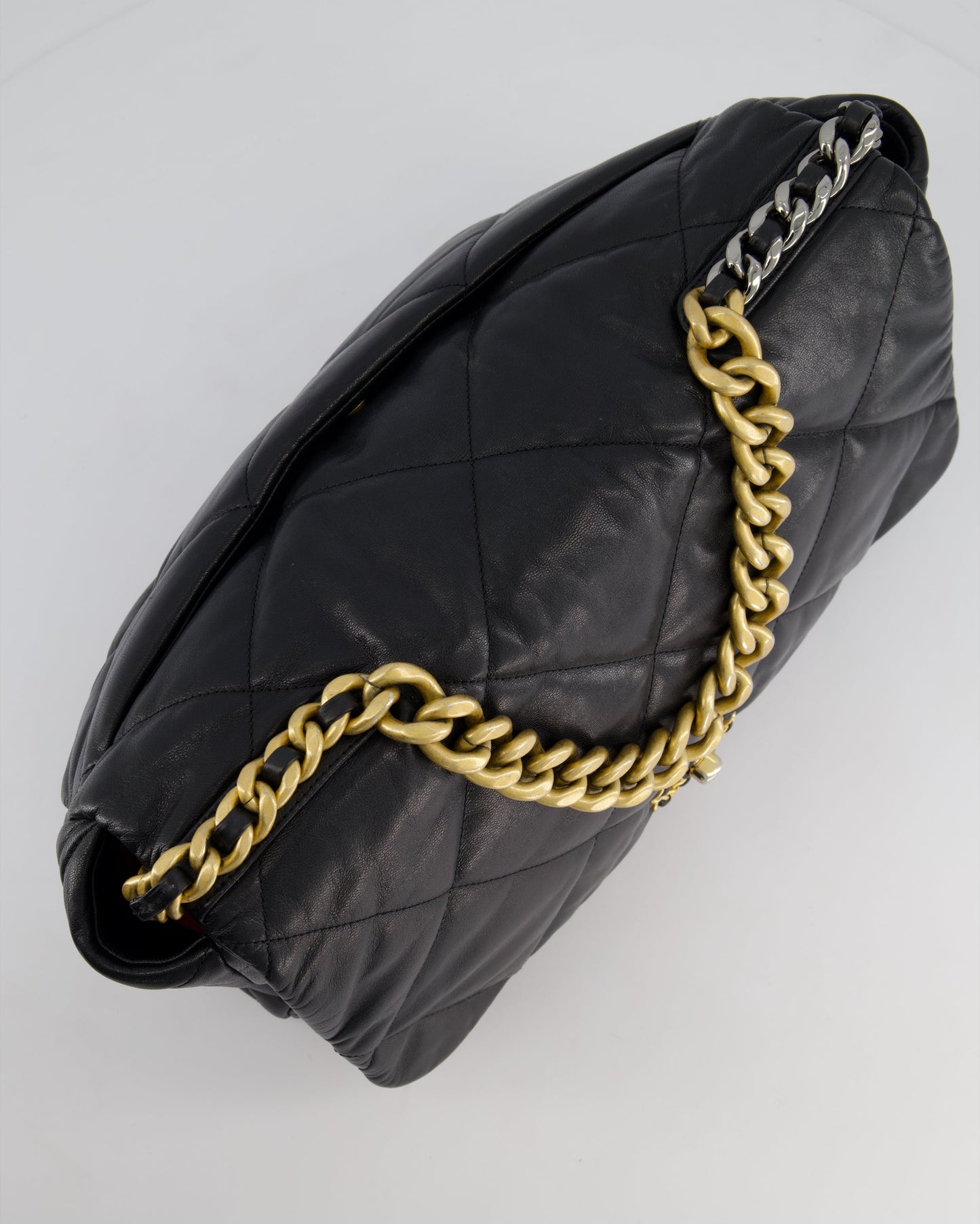 Chanel Black Maxi 19 Bag in Quilted Goatskin Leather with Mixed Hardware