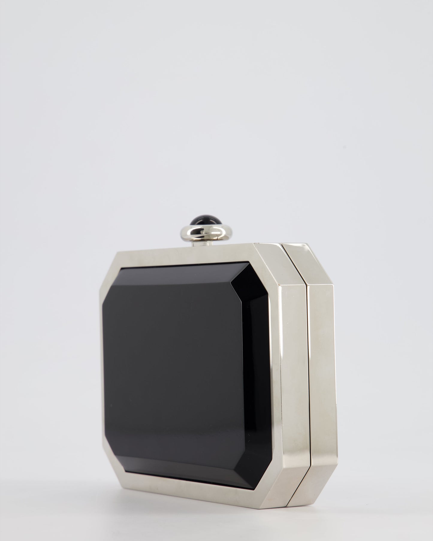 *Limited Edition* Chanel Silver, Black Minaudiere Plexiglass Clutch Bag