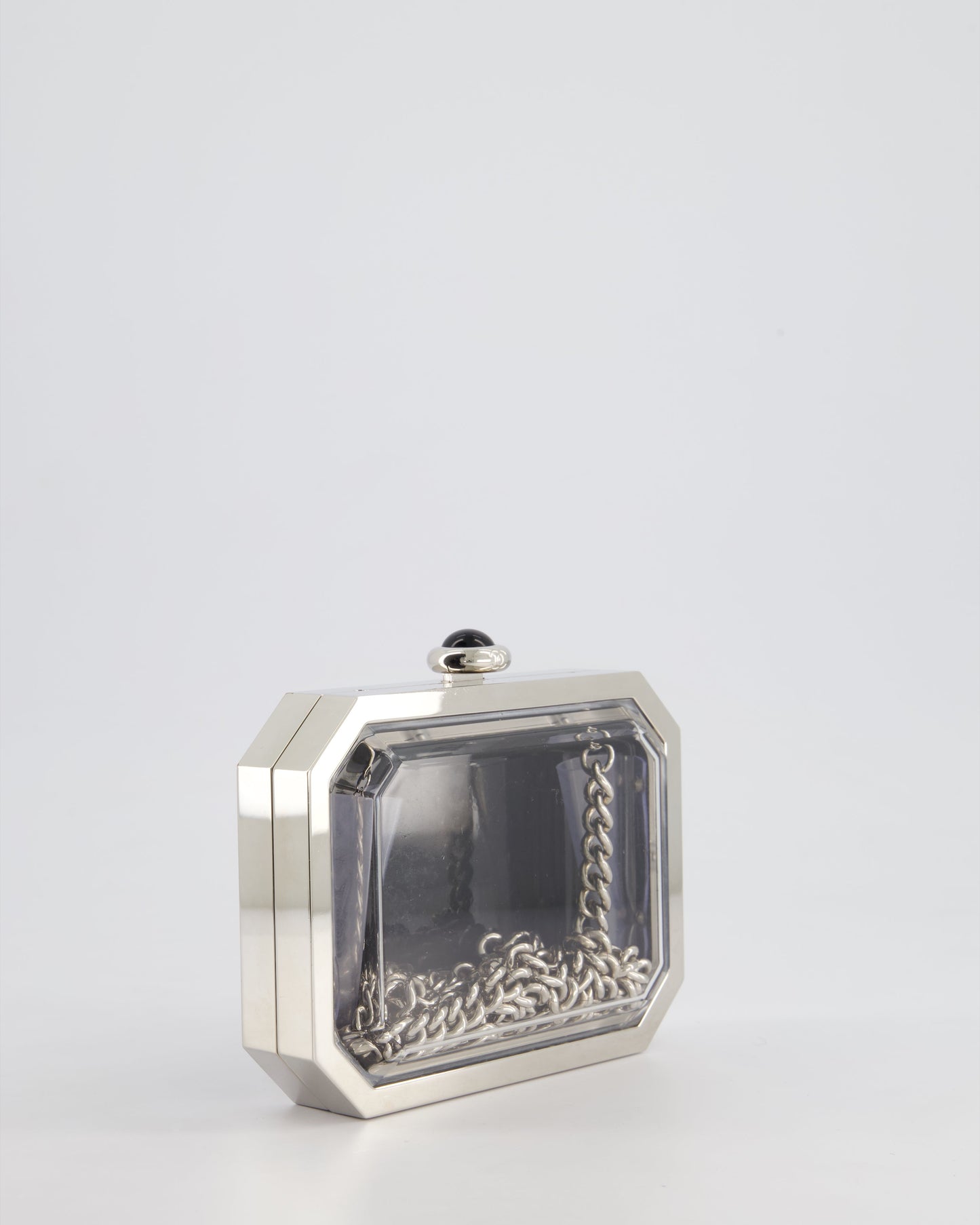 *Limited Edition* Chanel Silver, Black Minaudiere Plexiglass Clutch Bag