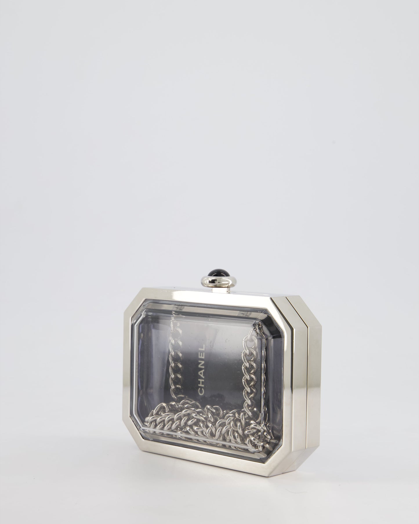 *Limited Edition* Chanel Silver, Black Minaudiere Plexiglass Clutch Bag