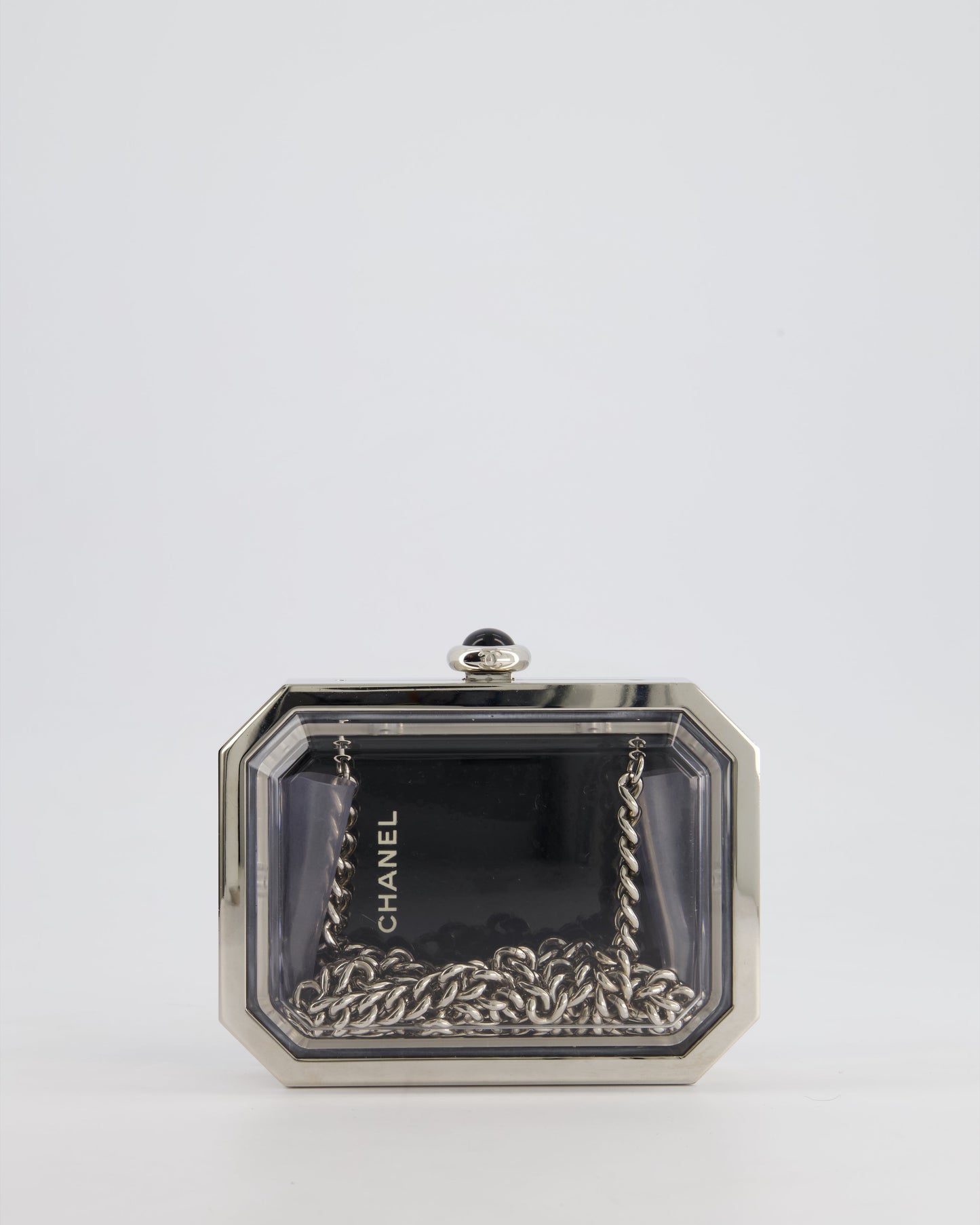 *Limited Edition* Chanel Silver, Black Minaudiere Plexiglass Clutch Bag