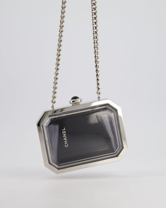 *Limited Edition* Chanel Silver, Black Minaudiere Plexiglass Clutch Bag