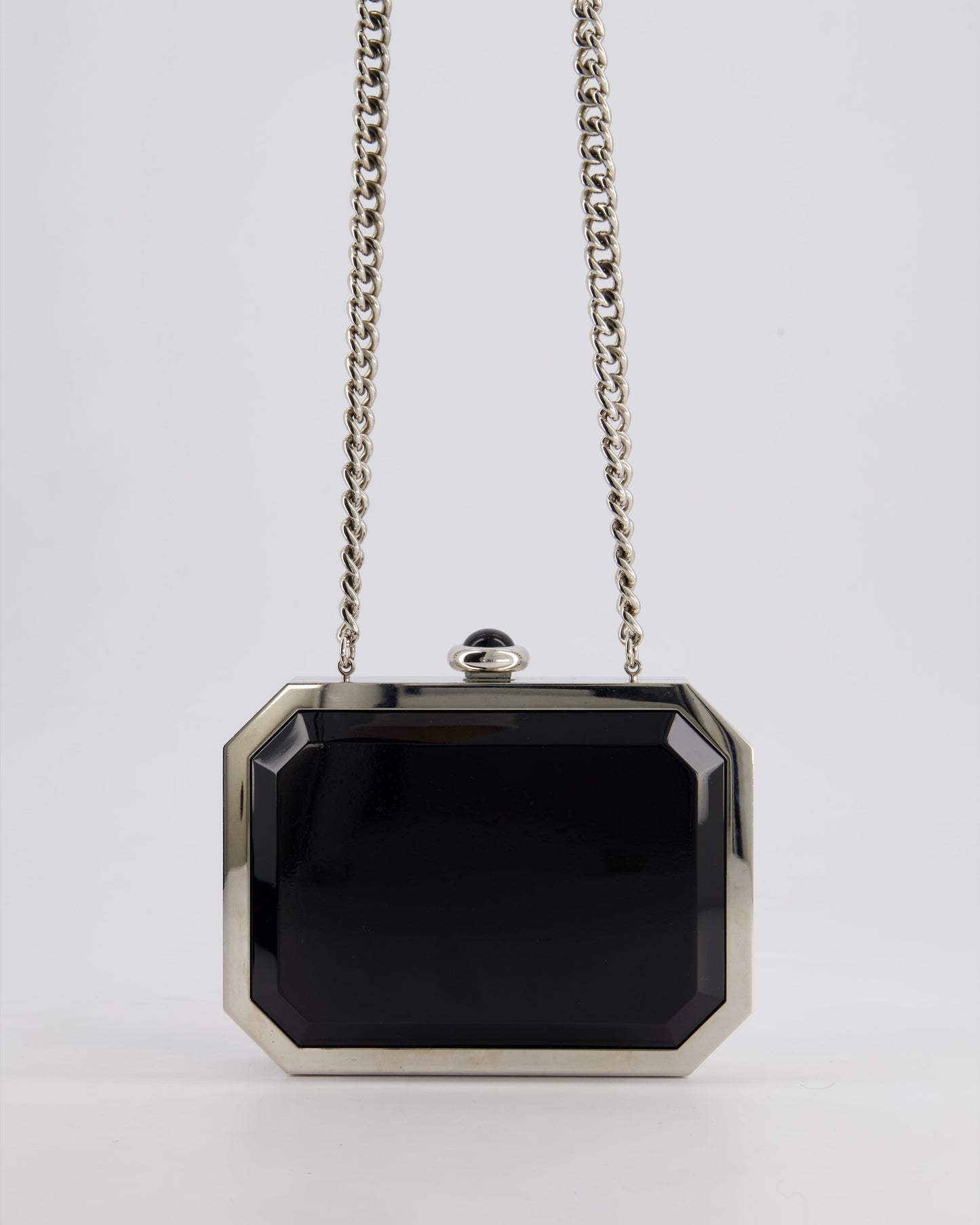 *Limited Edition* Chanel Silver, Black Minaudiere Plexiglass Clutch Bag