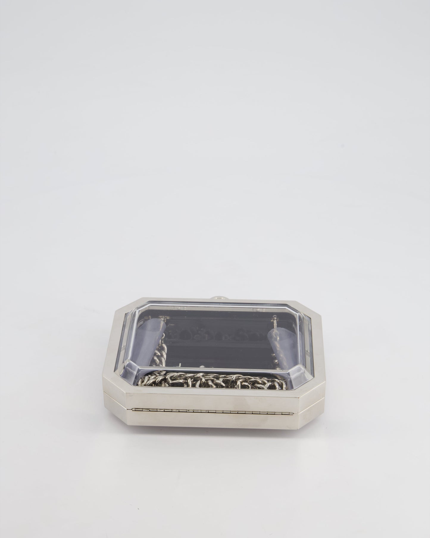 *Limited Edition* Chanel Silver, Black Minaudiere Plexiglass Clutch Bag