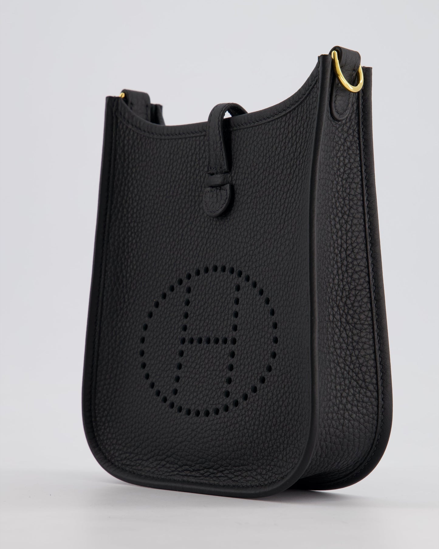 Hermès Mini Evelyne 16 Bag in Noir Clemence Leather with Gold Hardware