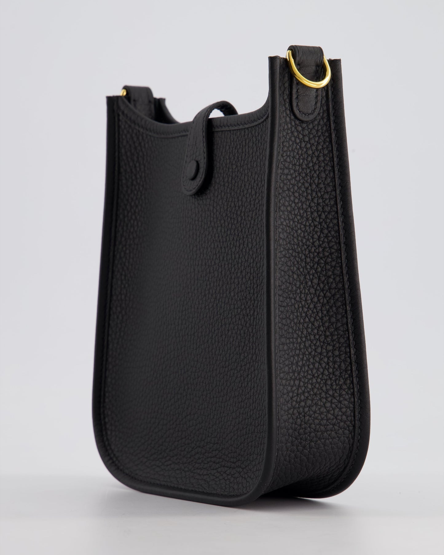 Hermès Mini Evelyne 16 Bag in Noir Clemence Leather with Gold Hardware