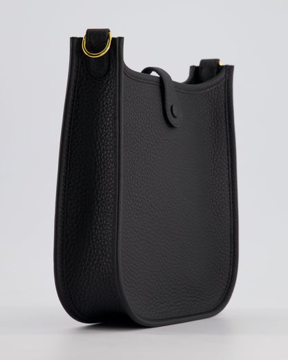 Hermès Mini Evelyne 16 Bag in Noir Clemence Leather with Gold Hardware