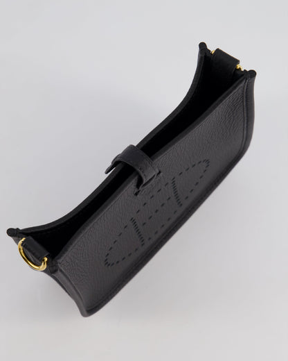 Hermès Mini Evelyne 16 Bag in Noir Clemence Leather with Gold Hardware