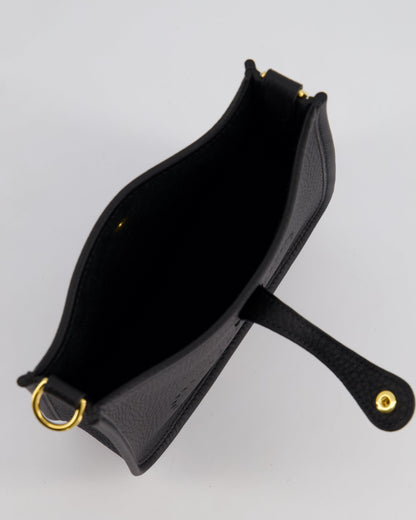 Hermès Mini Evelyne 16 Bag in Noir Clemence Leather with Gold Hardware