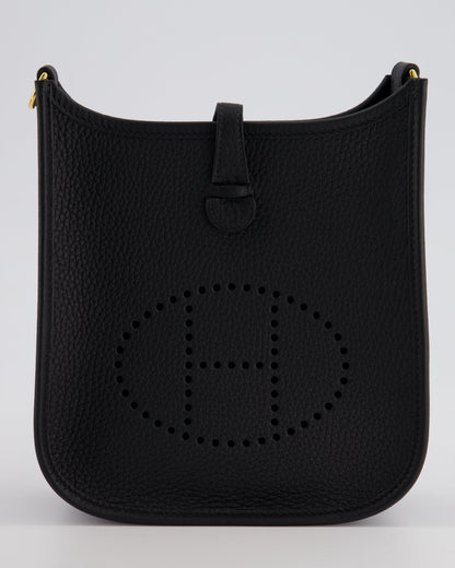 Hermès Mini Evelyne 16 Bag in Noir Clemence Leather with Gold Hardware