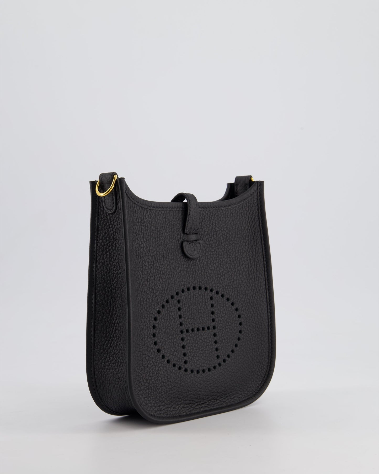 Hermès Mini Evelyne 16 Bag in Noir Clemence Leather with Gold Hardware