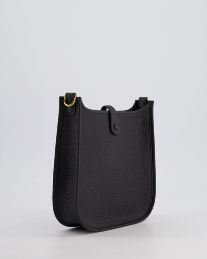 Hermès Mini Evelyne 16 Bag in Noir Clemence Leather with Gold Hardware