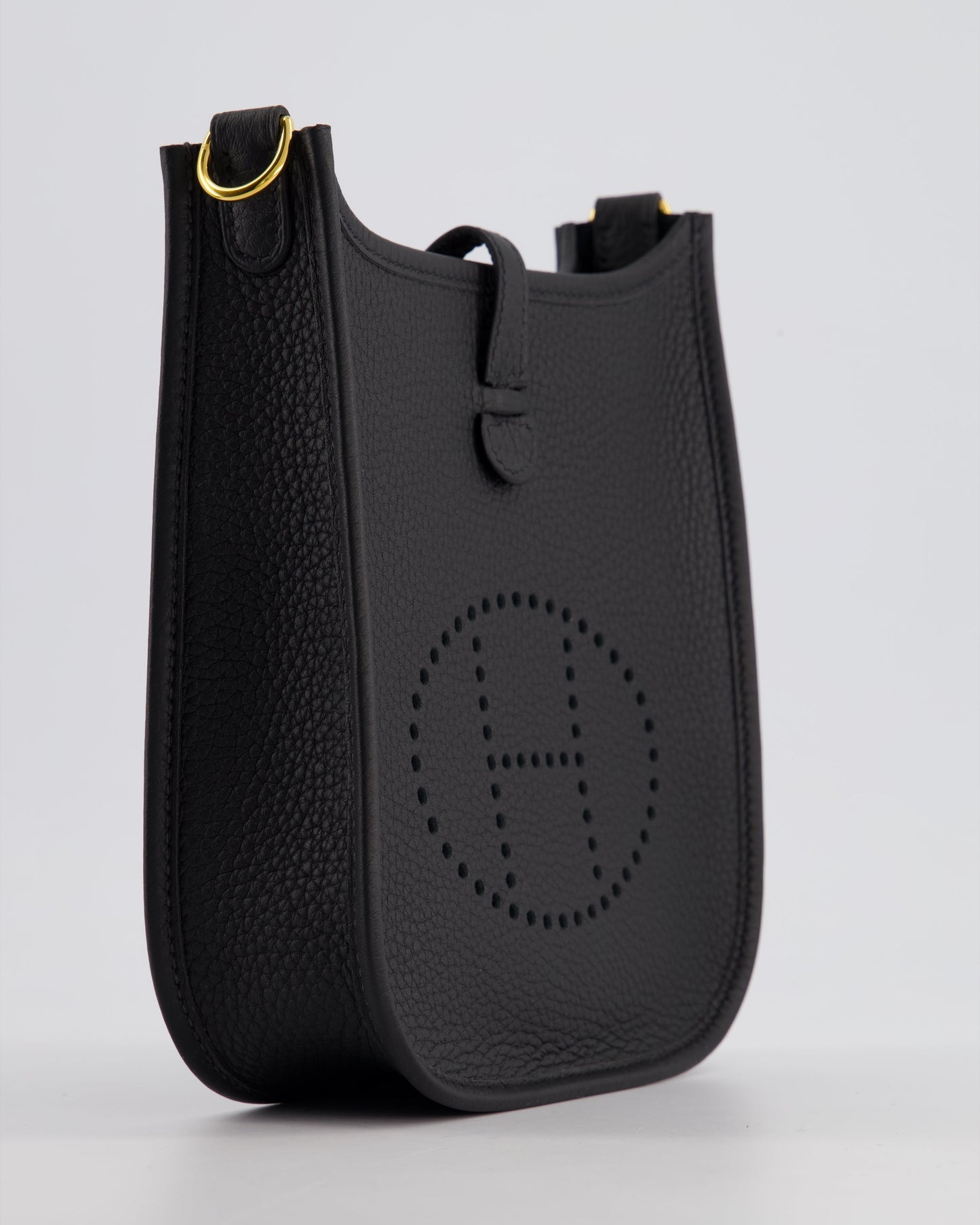 Hermès Mini Evelyne 16 Bag in Noir Clemence Leather with Gold Hardware