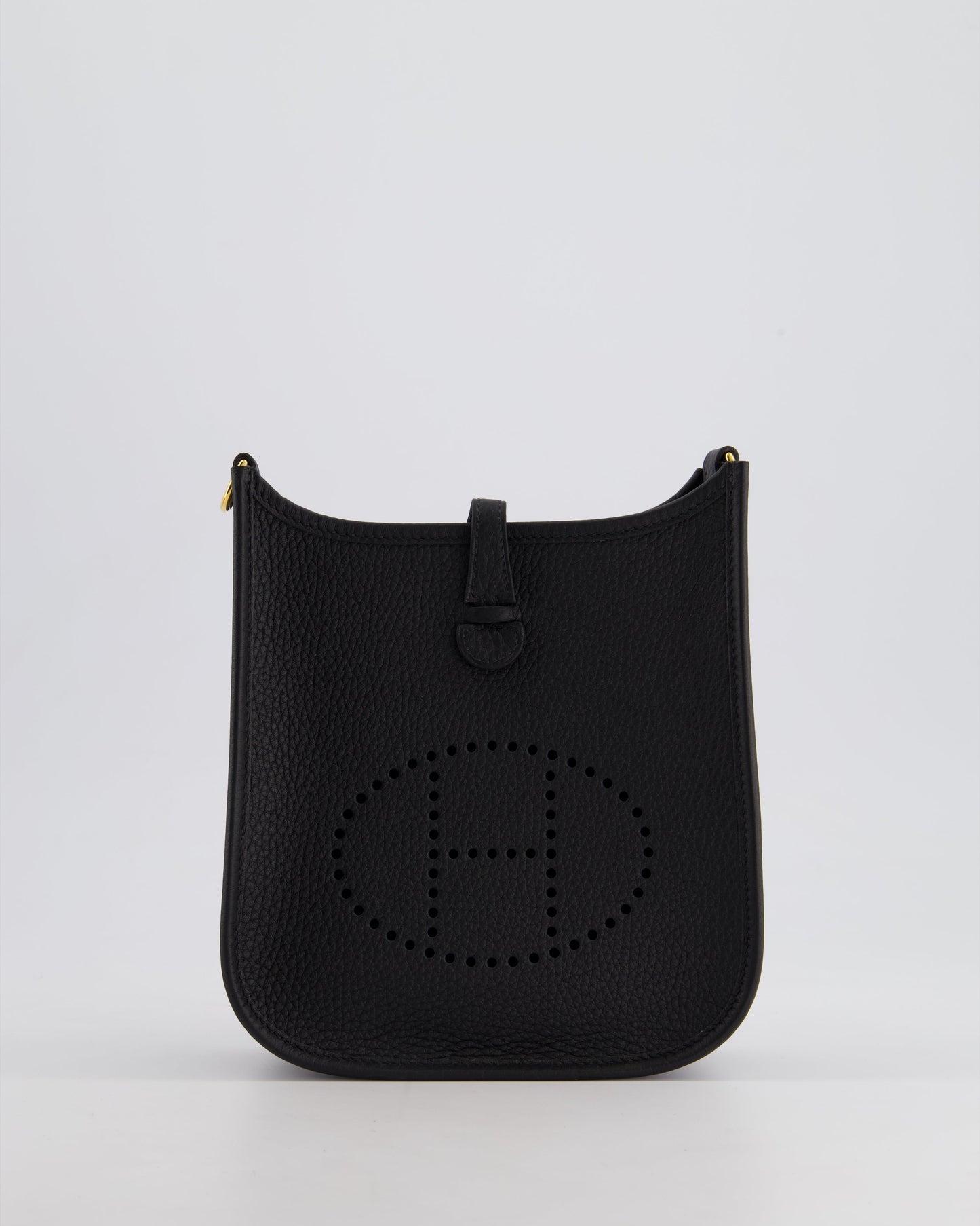 Hermès Mini Evelyne 16 Bag in Noir Clemence Leather with Gold Hardware