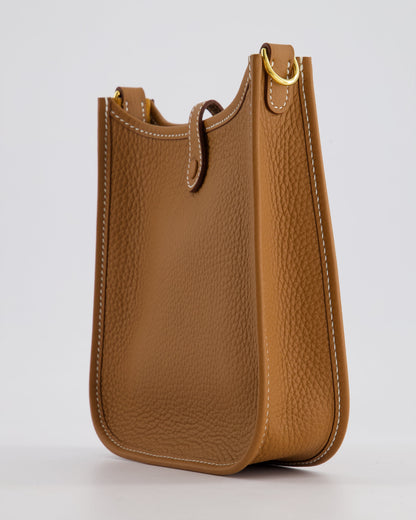 Hermès Mini Evelyne 16 Bag in Gold Clemence Leather with Gold Hardware