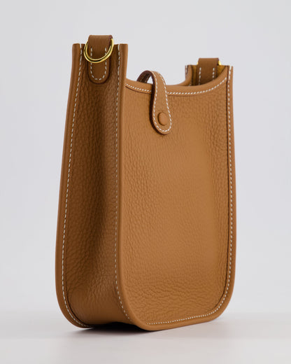 Hermès Mini Evelyne 16 Bag in Gold Clemence Leather with Gold Hardware
