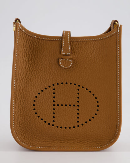 Hermès Mini Evelyne 16 Bag in Gold Clemence Leather with Gold Hardware