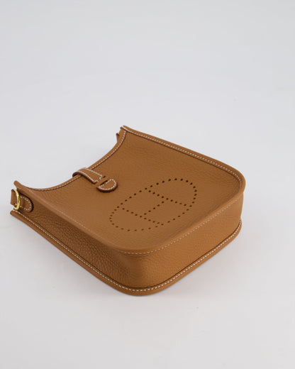 Hermès Mini Evelyne 16 Bag in Gold Clemence Leather with Gold Hardware