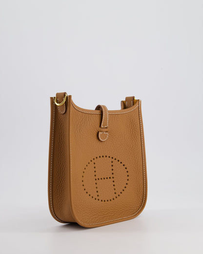 Hermès Mini Evelyne 16 Bag in Gold Clemence Leather with Gold Hardware