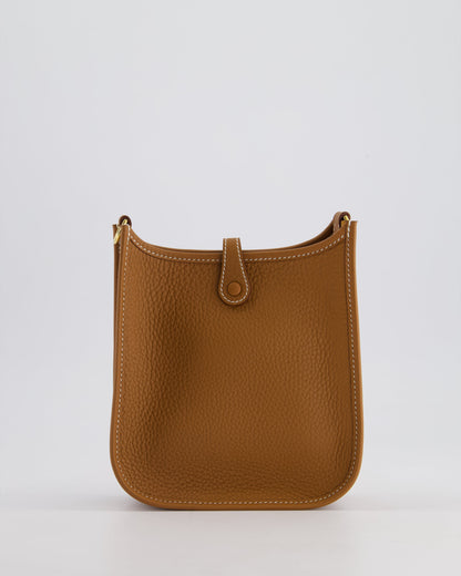 Hermès Mini Evelyne 16 Bag in Gold Clemence Leather with Gold Hardware