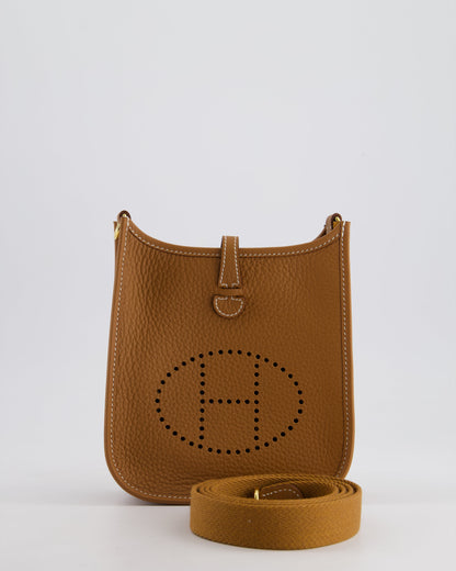 Hermès Mini Evelyne 16 Bag in Gold Clemence Leather with Gold Hardware