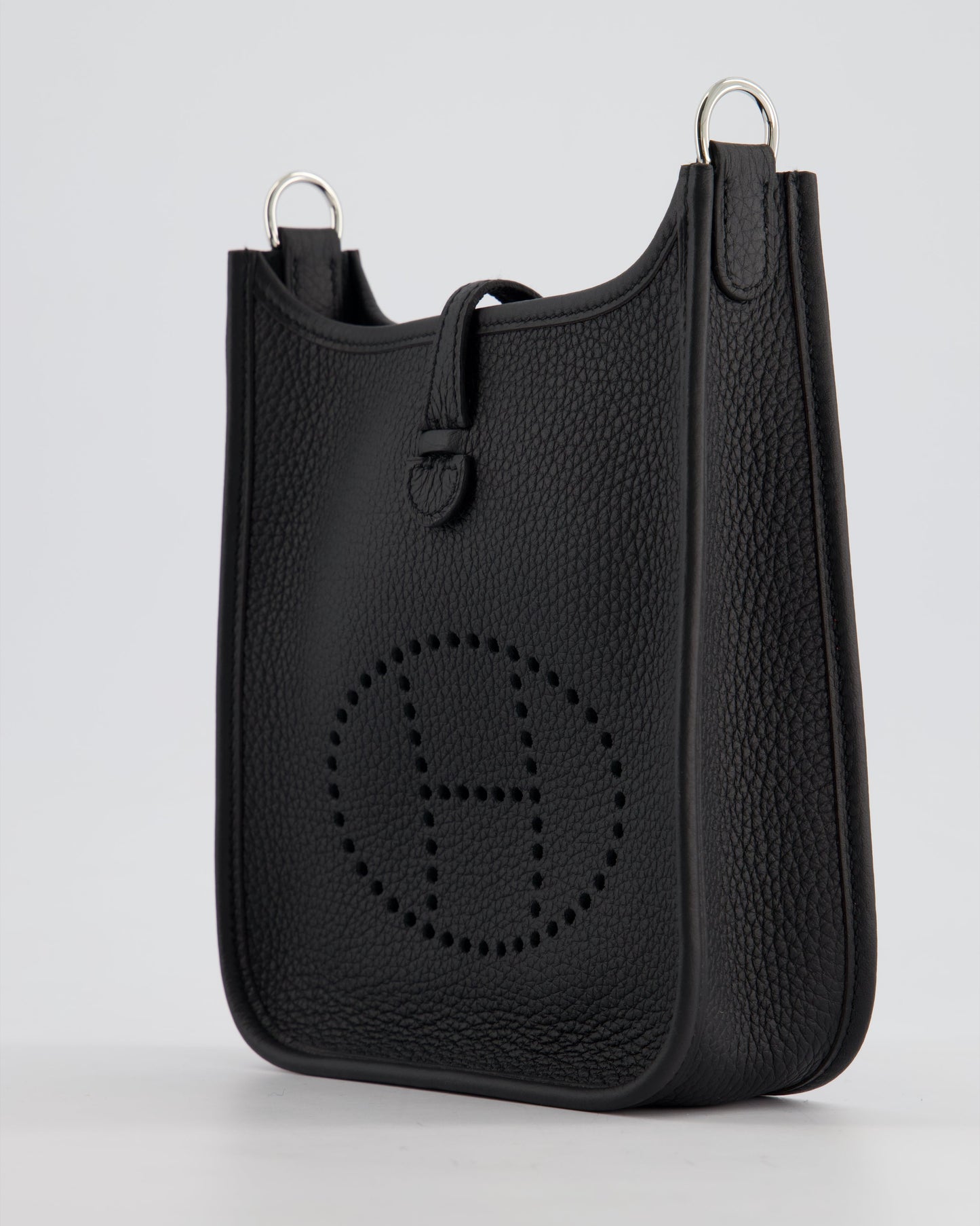 *HOT* Hermès Mini Evelyne 16 Bag in Noir Clemence Leather with Palladium Hardware