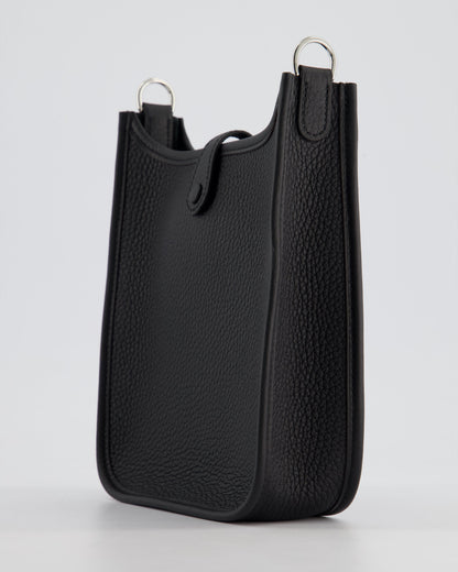 *HOT* Hermès Mini Evelyne 16 Bag in Noir Clemence Leather with Palladium Hardware