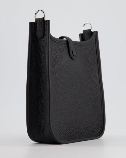 *HOT* Hermès Mini Evelyne 16 Bag in Noir Clemence Leather with Palladium Hardware