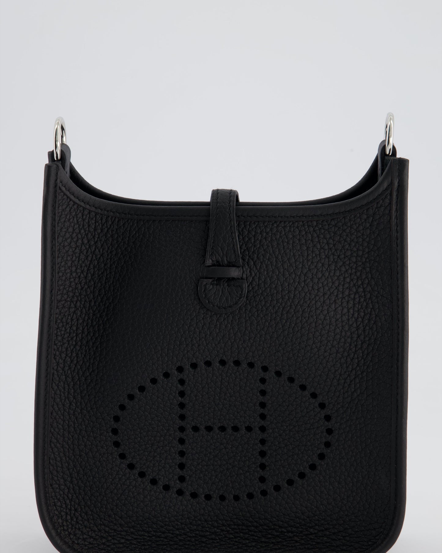 *HOT* Hermès Mini Evelyne 16 Bag in Noir Clemence Leather with Palladium Hardware