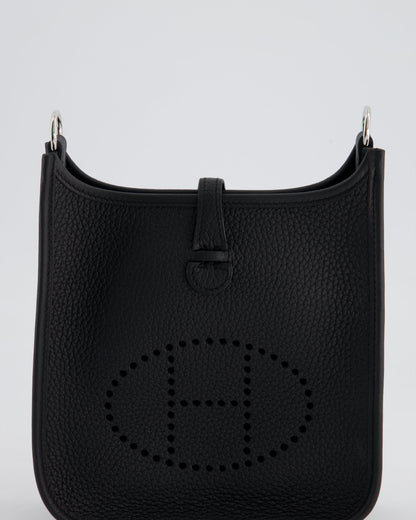 *HOT* Hermès Mini Evelyne 16 Bag in Noir Clemence Leather with Palladium Hardware