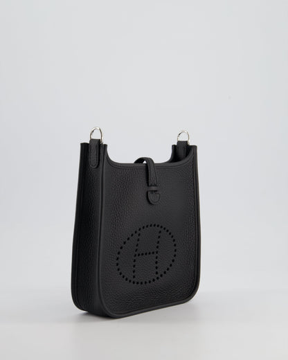*HOT* Hermès Mini Evelyne 16 Bag in Noir Clemence Leather with Palladium Hardware
