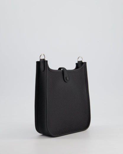 *HOT* Hermès Mini Evelyne 16 Bag in Noir Clemence Leather with Palladium Hardware