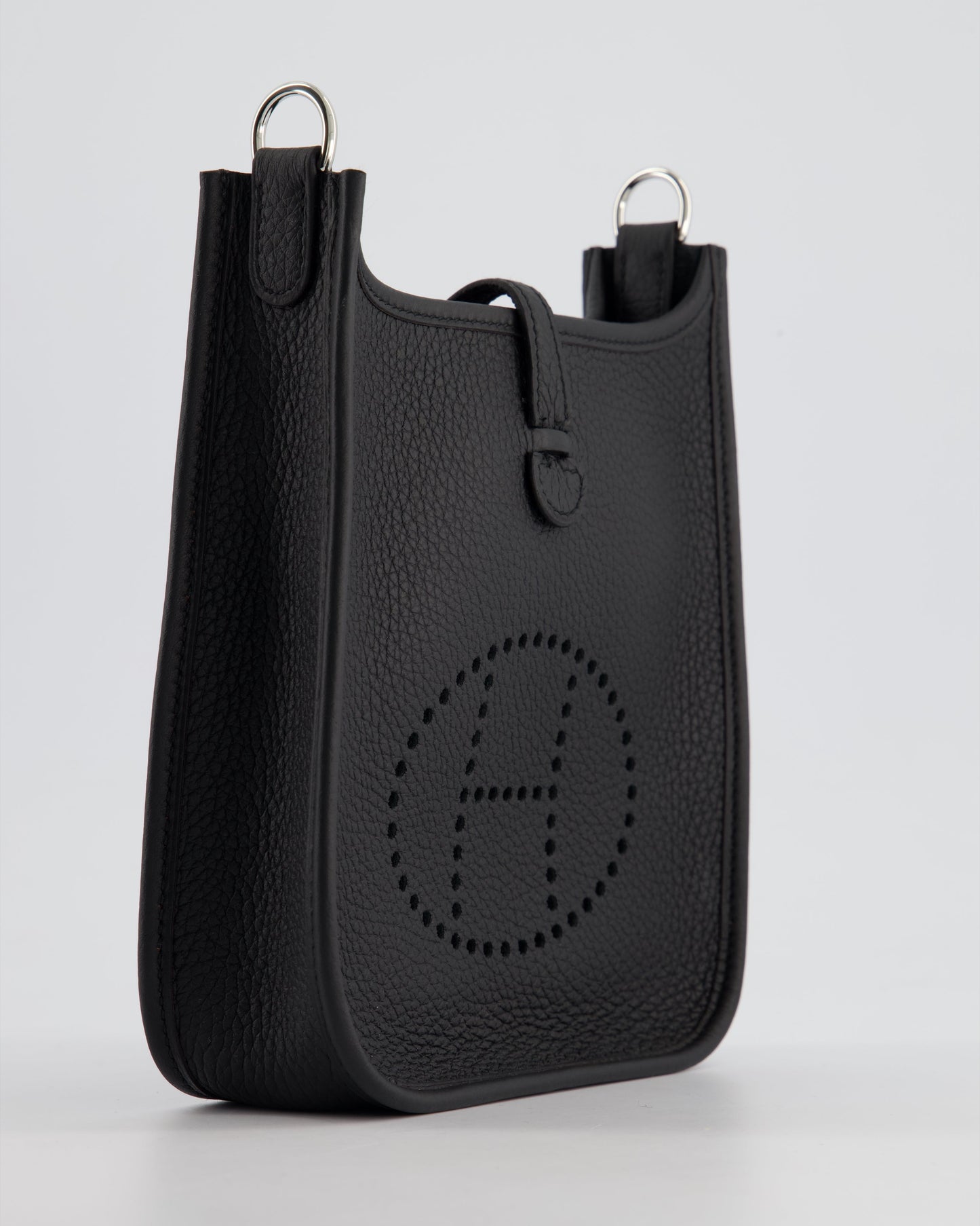 *HOT* Hermès Mini Evelyne 16 Bag in Noir Clemence Leather with Palladium Hardware