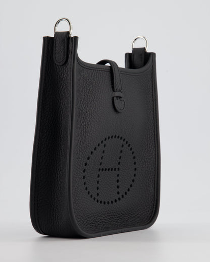 *HOT* Hermès Mini Evelyne 16 Bag in Noir Clemence Leather with Palladium Hardware