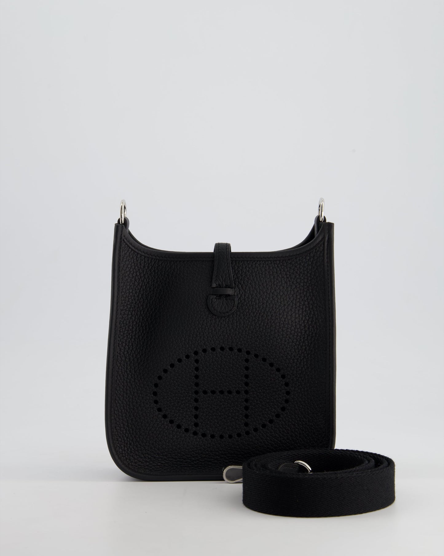 *HOT* Hermès Mini Evelyne 16 Bag in Noir Clemence Leather with Palladium Hardware