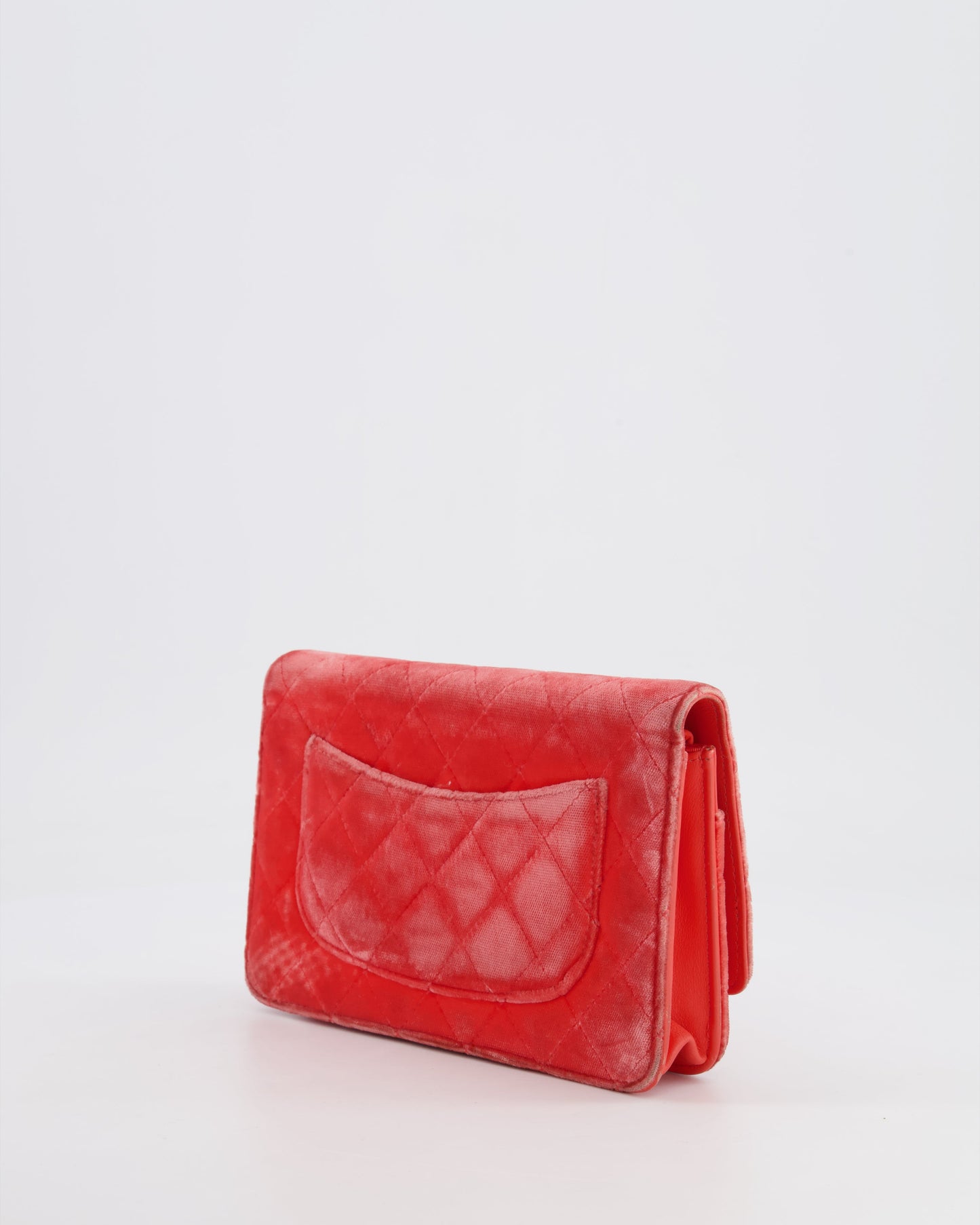 Chanel Orange Velvet Wallet on Chain Bag with Silver Hardware