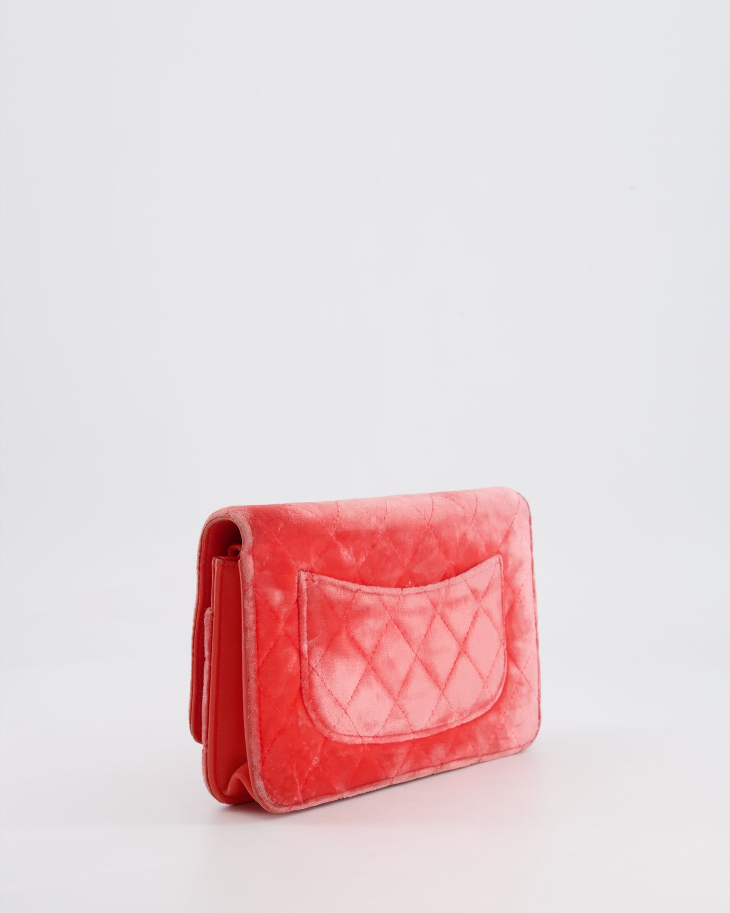 Chanel Orange Velvet Wallet on Chain Bag with Silver Hardware