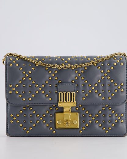 Christian Dior Grey/Blue Dioraddict Studded Flap Bag with Gold Hardware