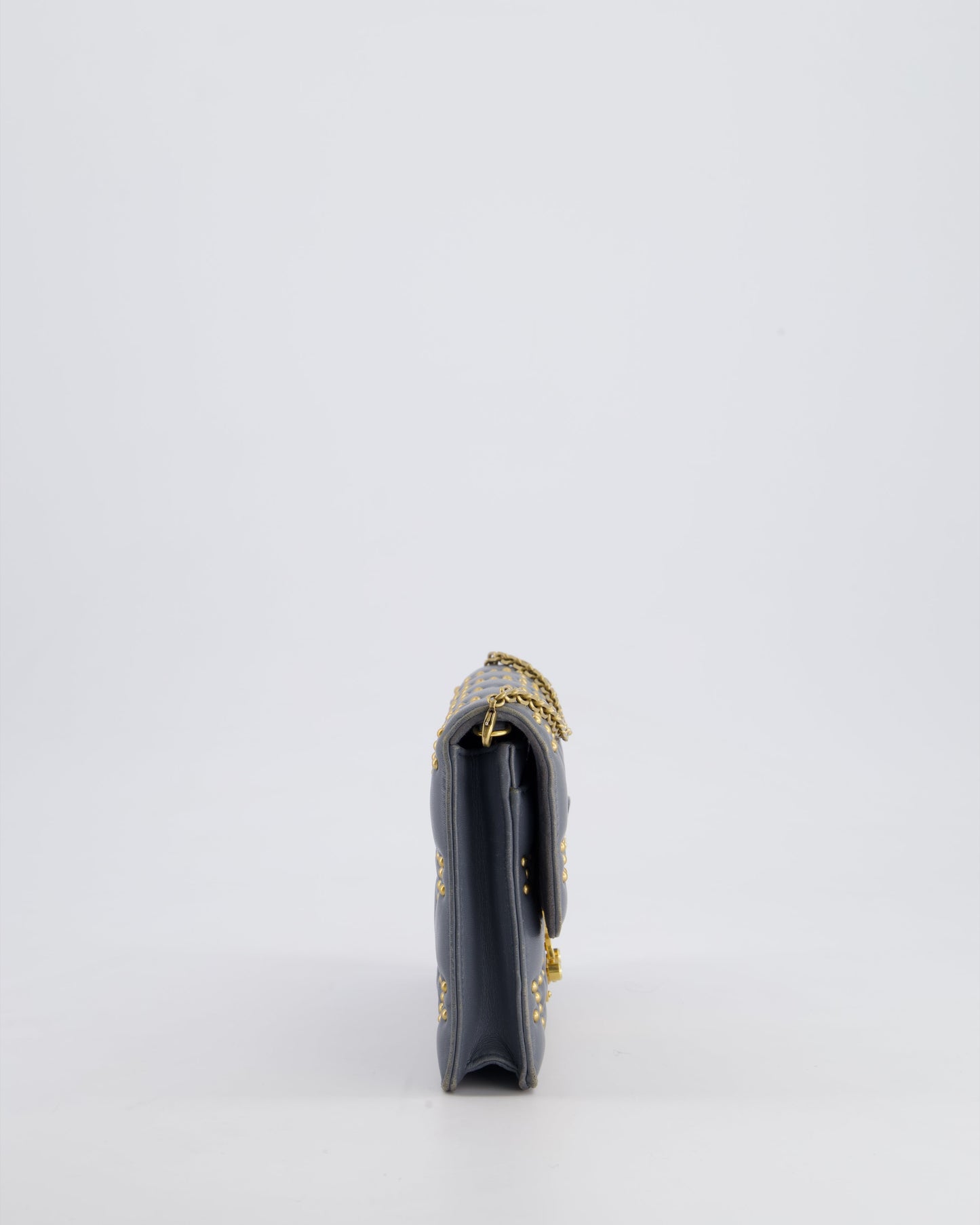 Christian Dior Grey/Blue Dioraddict Studded Flap Bag with Gold Hardware