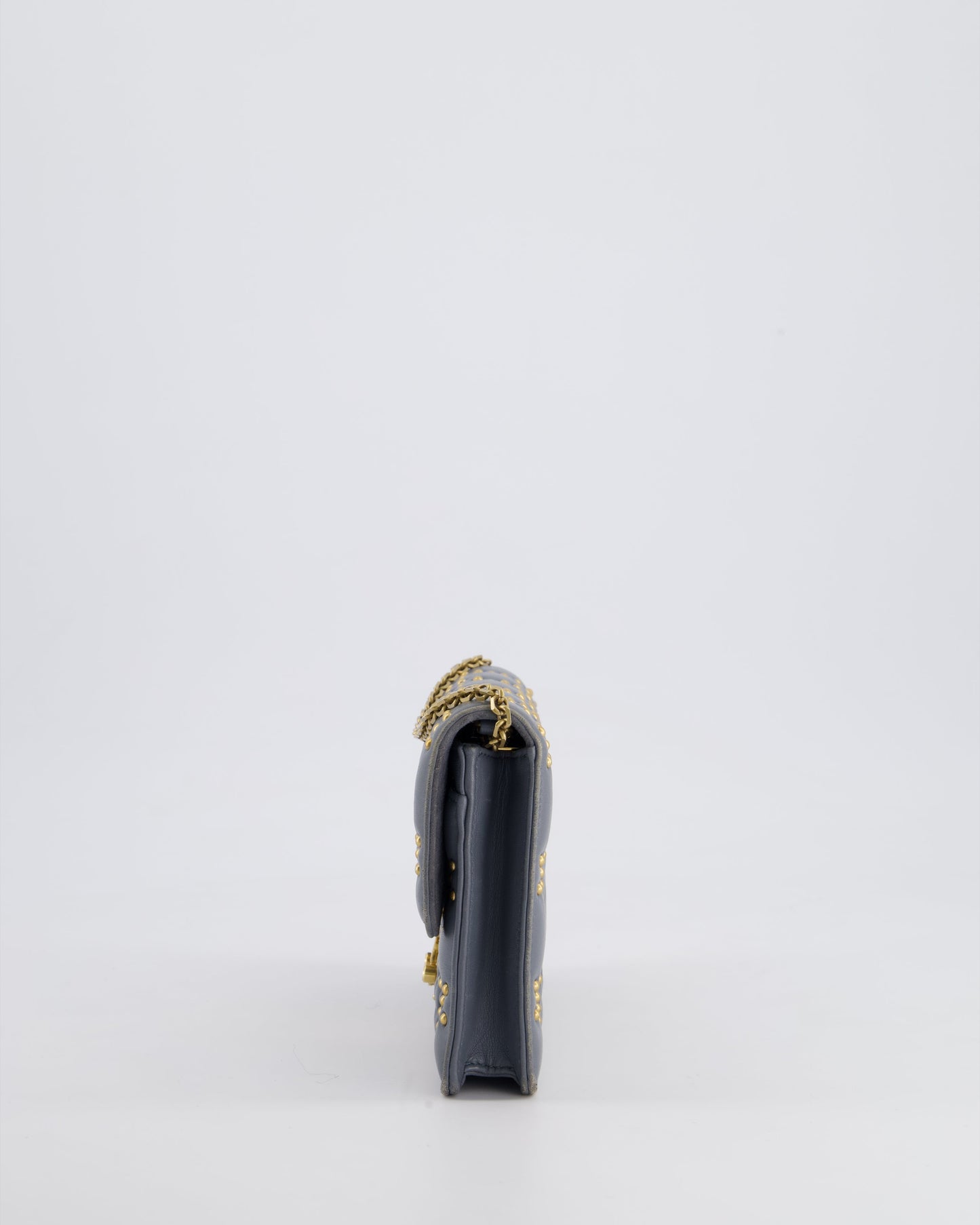 Christian Dior Grey/Blue Dioraddict Studded Flap Bag with Gold Hardware