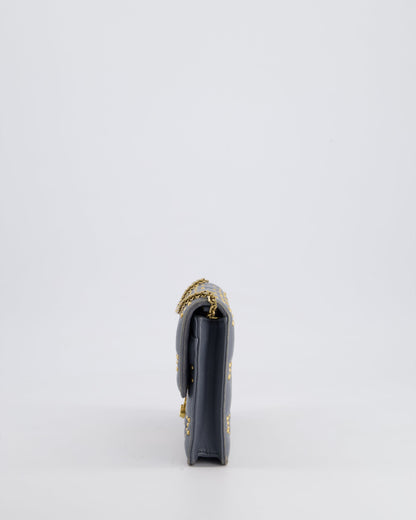 Christian Dior Grey/Blue Dioraddict Studded Flap Bag with Gold Hardware