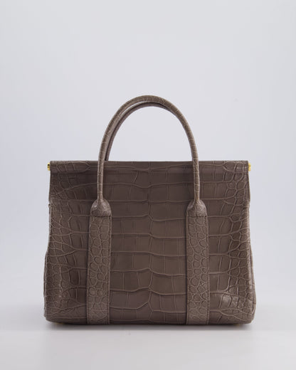 *HOT* Loro Piana Puddle Grey Loom 25 Bag in Alligator Leather with Gold Hardware RRP £25,500