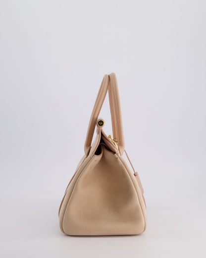 Loro Piana Pink Loom 25 Bag in Suede and Calfskin Leather with Gold Hardware RRP £3,410