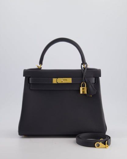 *RARE* Hermès Kelly 28cm Retourne Bag in Ardoise Evercolor Leather with Gold Hardware