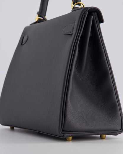 *RARE* Hermès Kelly 28cm Retourne Bag in Ardoise Evercolor Leather with Gold Hardware