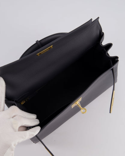 *RARE* Hermès Kelly 28cm Retourne Bag in Ardoise Evercolor Leather with Gold Hardware