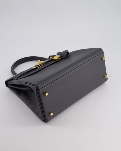 *RARE* Hermès Kelly 28cm Retourne Bag in Ardoise Evercolor Leather with Gold Hardware